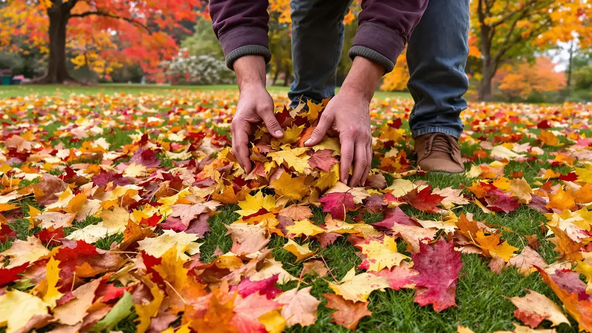 Laub im Herbst aufsammeln: eine Maßnahme, die der Biodiversität Ihres Gartens schaden und seinen Boden schwächen könnte.